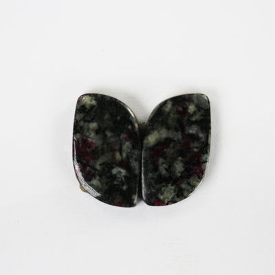 Natural Gemstone Cabochon: Moss Agate, Rhodonite, Jasper, Ruby in Zoisite, Oval/leaf/teardrop shape, 2pcs/1 pair, no hole, flat back