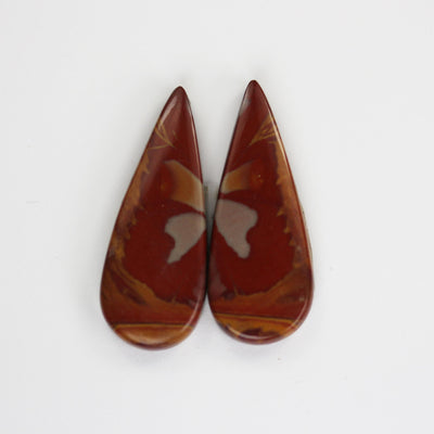 Natural Red Creek Jasper Gemstone Cabochon, oval/triangle/teardrop shape, 2pcs/1 pair, no hole, flat back