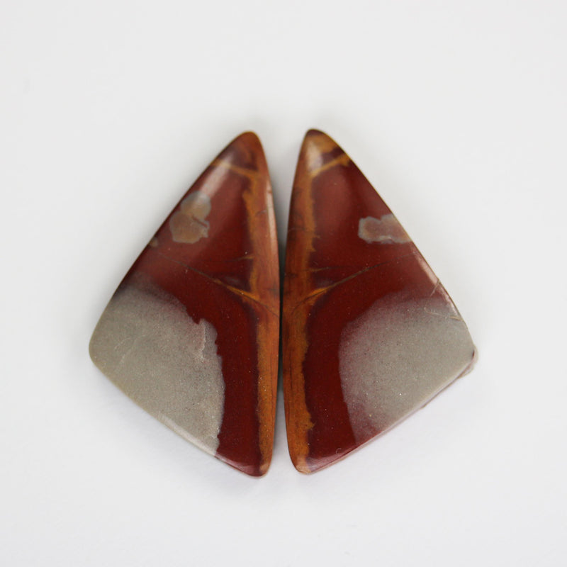 Natural Red Creek Jasper Gemstone Cabochon, oval/triangle/teardrop shape, 2pcs/1 pair, no hole, flat back