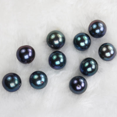 1pcs AAA large freshwater pearl, 12mm peacock color, drilled round shape pearl, hole 0.8mm