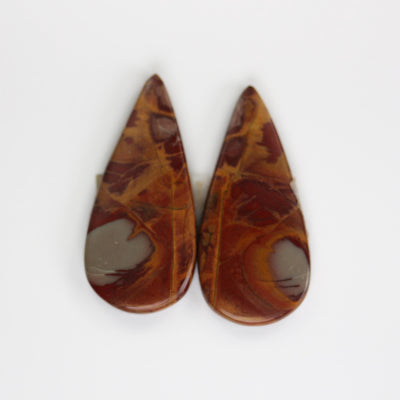 Natural Red Creek Jasper Gemstone Cabochon, oval/triangle/teardrop shape, 2pcs/1 pair, no hole, flat back