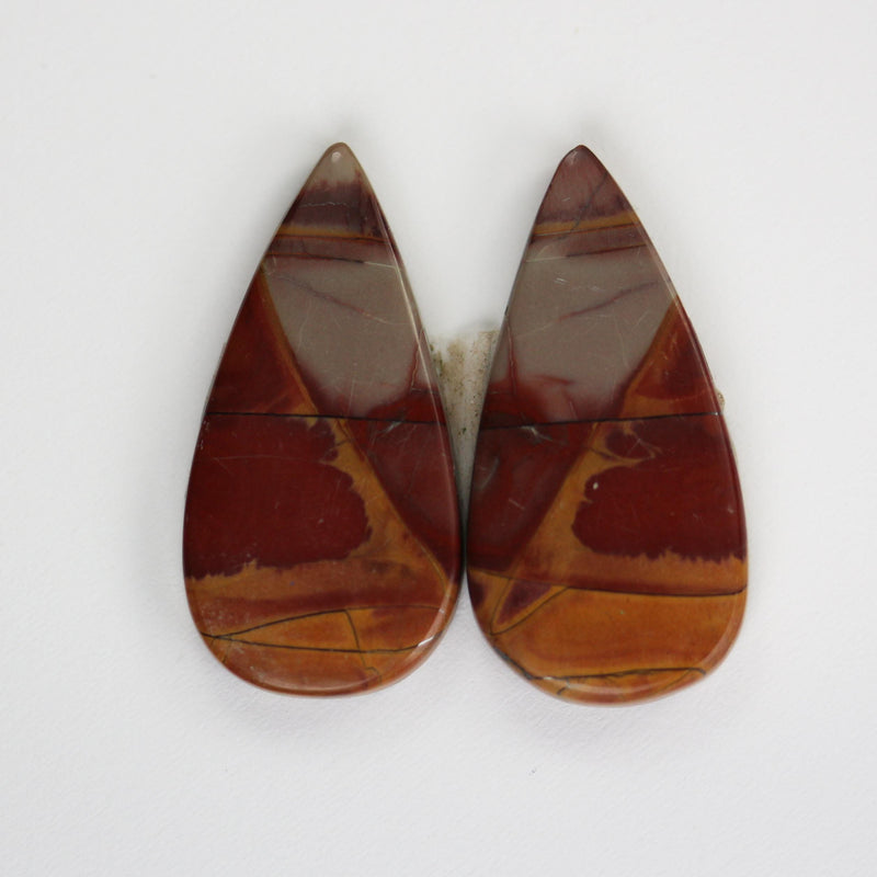 Natural Red Creek Jasper Gemstone Cabochon, oval/triangle/teardrop shape, 2pcs/1 pair, no hole, flat back