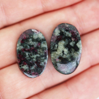 Natural Gemstone Cabochon: Sodalite, Ruby in Zoisite, Oval/round/teardrop shape cabs, 2pcs/1 pair, No hole, flat back