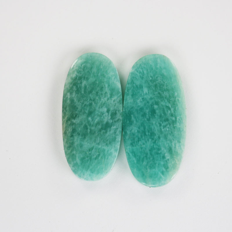 Natural Amazonite Cabochon Gemstone Beads, Russian Amazonite, 1 pair / 2 pcs, oval /rectangular / teardrop / wing cabs, 6mm thick