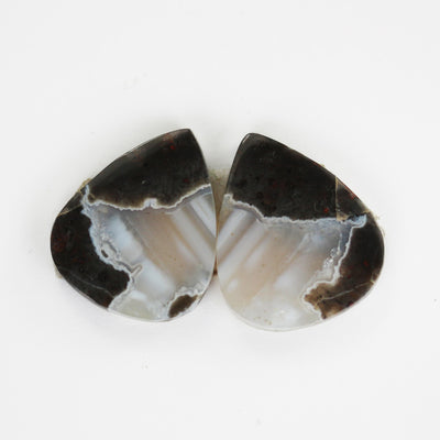 Natural Jasper Gemstone Cabochon, oval/square/teardrop shape, brown/black, 2pcs/1 pair, no hole, flat back