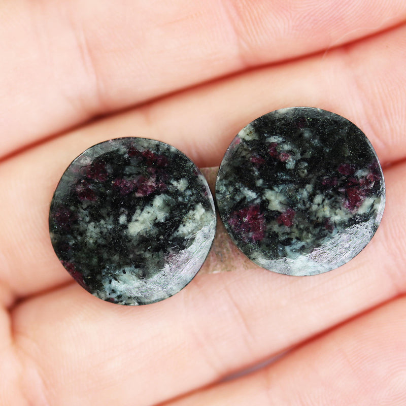 Natural Gemstone Cabochon: Sodalite, Ruby in Zoisite, Oval/round/teardrop shape cabs, 2pcs/1 pair, No hole, flat back