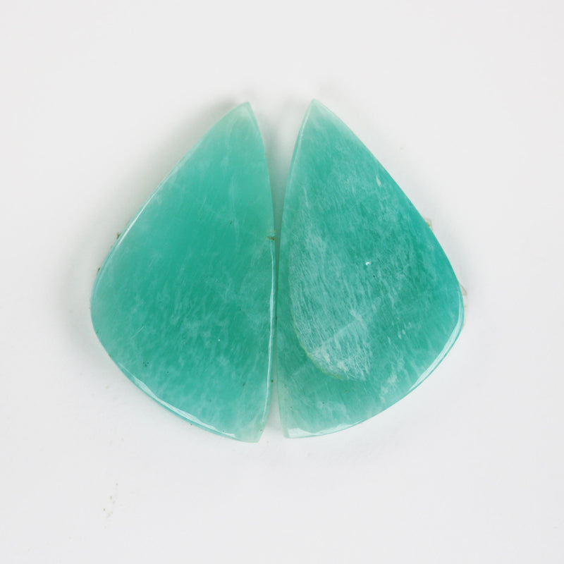 Natural Amazonite Cabochon Gemstone Beads, Russian Amazonite, 1 pair / 2 pcs, oval /rectangular / teardrop / wing cabs, 6mm thick