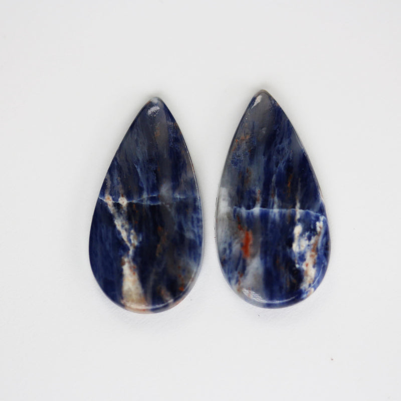 Natural Gemstone Cabochon: Sodalite, Ruby in Zoisite, Oval/round/teardrop shape cabs, 2pcs/1 pair, No hole, flat back