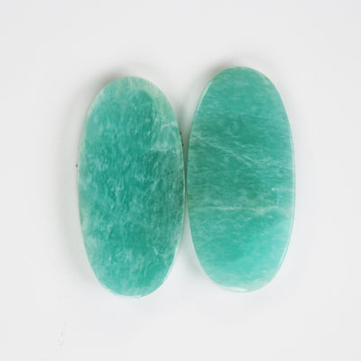 Natural Amazonite Cabochon Gemstone Beads, Russian Amazonite, 1 pair / 2 pcs, oval /rectangular / teardrop / wing cabs, 6mm thick