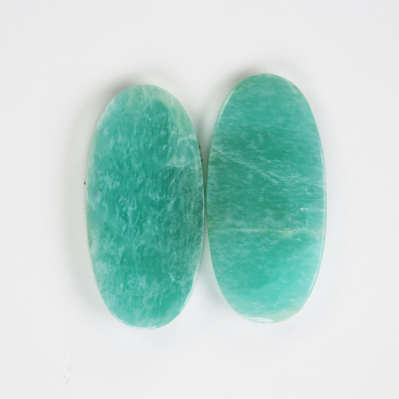 Natural Amazonite Cabochon Gemstone Beads, Russian Amazonite, 1 pair / 2 pcs, oval /rectangular / teardrop / wing cabs, 6mm thick