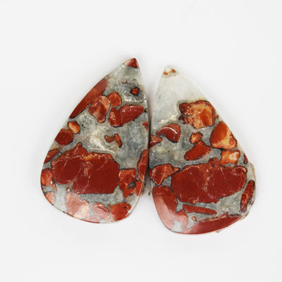 Natural Jasper Gemstone Cabochon, oval/triangle/teardrop shape, 2pcs/1 pair, no hole, flat back