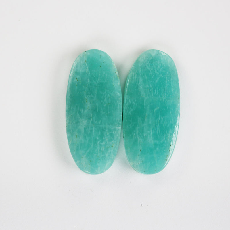 Natural Amazonite Cabochon Gemstone Beads, Russian Amazonite, 1 pair / 2 pcs, oval /rectangular / teardrop / wing cabs, 6mm thick