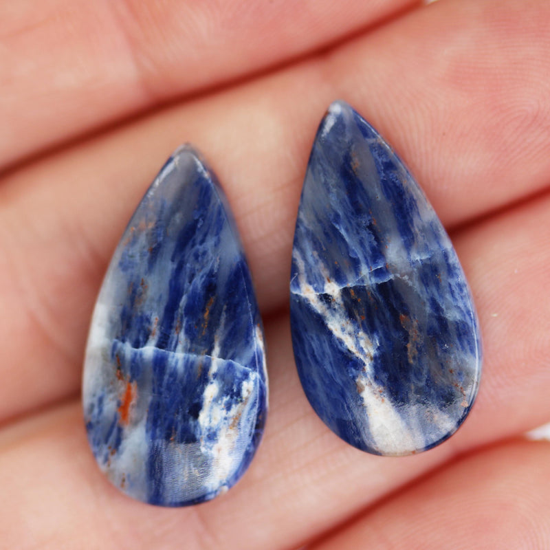 Natural Gemstone Cabochon: Sodalite, Ruby in Zoisite, Oval/round/teardrop shape cabs, 2pcs/1 pair, No hole, flat back