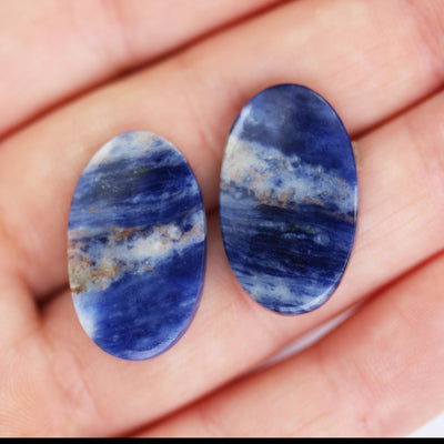 Natural Gemstone Cabochon: Sodalite, Ruby in Zoisite, Oval/round/teardrop shape cabs, 2pcs/1 pair, No hole, flat back