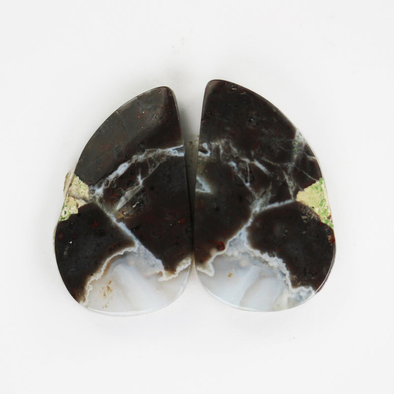 Natural Jasper Gemstone Cabochon, oval/square/teardrop shape, brown/black, 2pcs/1 pair, no hole, flat back