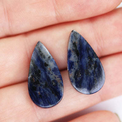 Natural Gemstone Cabochon: Sodalite, Ruby in Zoisite, Oval/round/teardrop shape cabs, 2pcs/1 pair, No hole, flat back