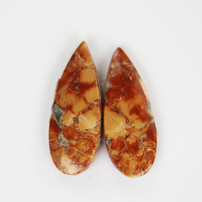 Natural Jasper Gemstone Cabochon, oval/triangle/teardrop shape, 2pcs/1 pair, no hole, flat back