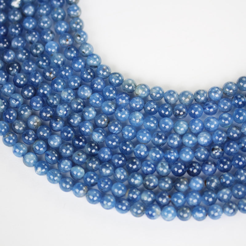 Natural 6.5mm Kyanite beads, full strand blue round gemstone strand, 16 inch, about 60 beads, 1mm hole