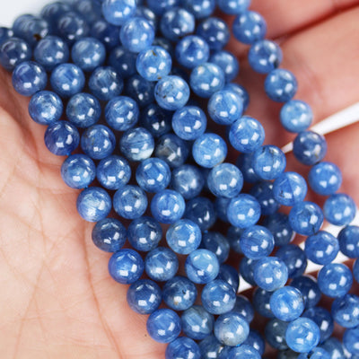 Natural 6.5mm Kyanite beads, full strand blue round gemstone strand, 16 inch, about 60 beads, 1mm hole