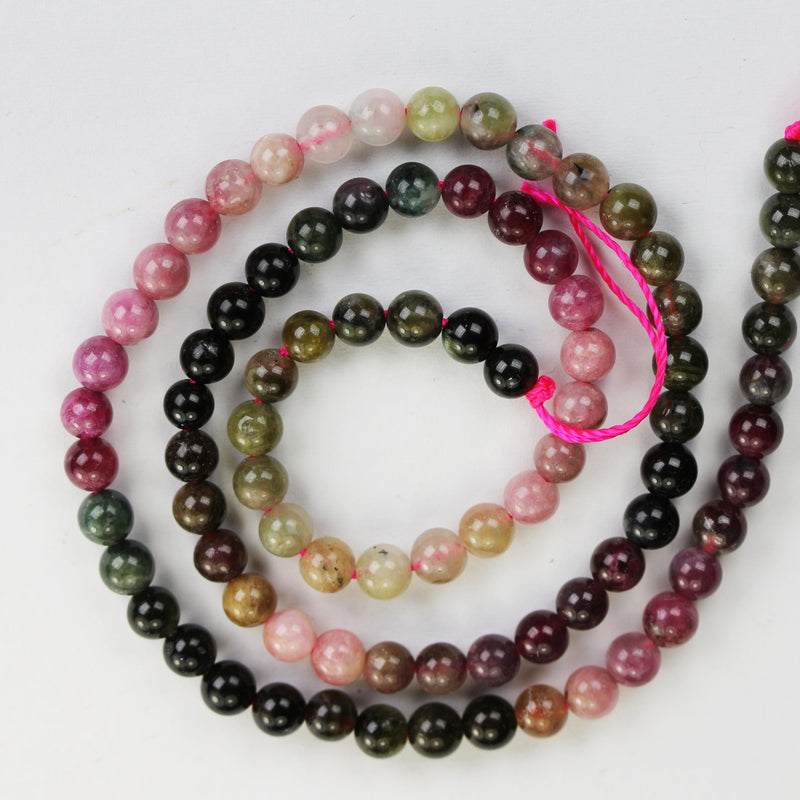 Tourmaline, 4.5mm round gemstone beads, full strand colorful tourmaline, about 85pcs beads ,0.6mm hole, 15.5"