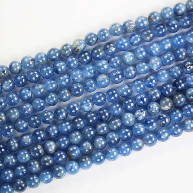 Natural 6.5mm Kyanite beads, full strand blue round gemstone strand, 16 inch, about 60 beads, 1mm hole