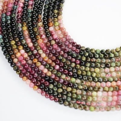 Tourmaline, 4.5mm round gemstone beads, full strand colorful tourmaline, about 85pcs beads ,0.6mm hole, 15.5"