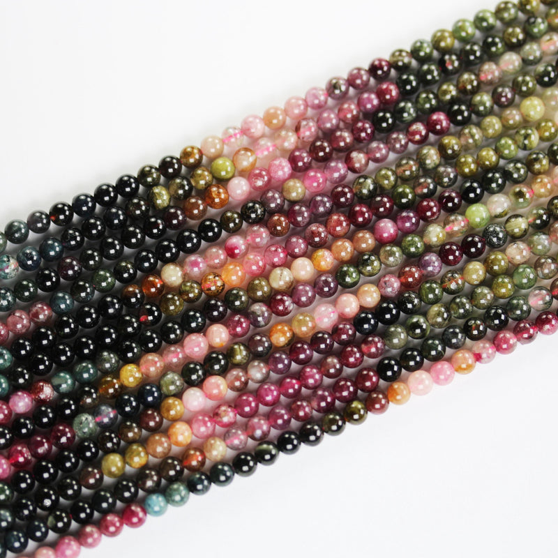 Tourmaline, 4.5mm round gemstone beads, full strand colorful tourmaline, about 85pcs beads ,0.6mm hole, 15.5"