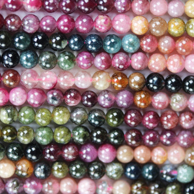 Tourmaline, 4.5mm round gemstone beads, full strand colorful tourmaline, about 85pcs beads ,0.6mm hole, 15.5"