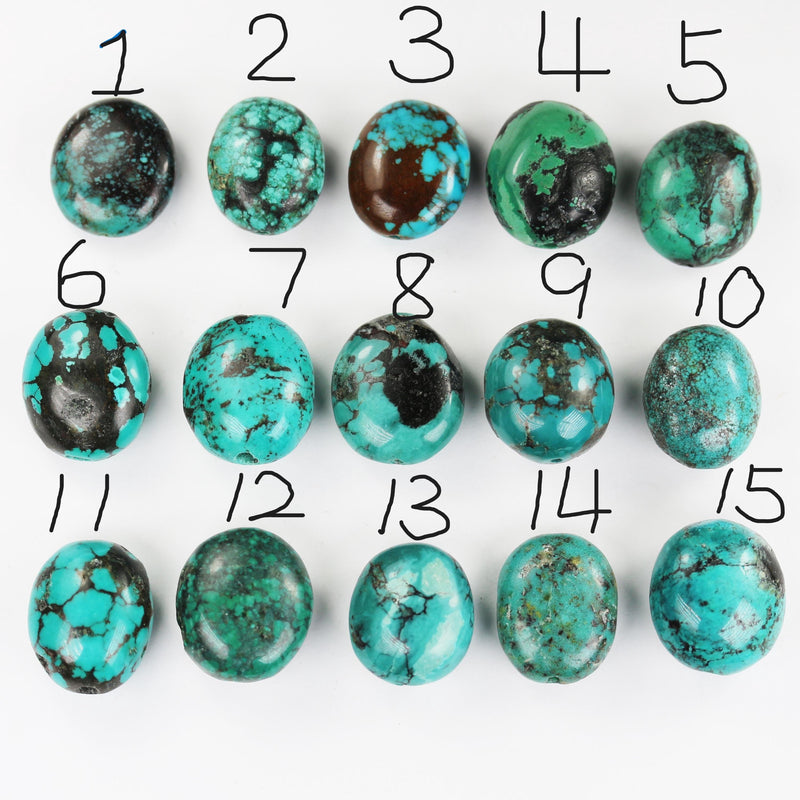 Natural turquoise large chunky bead gemstone, size around 18mm x 23mm, 13mm thick, hole 1-3mm