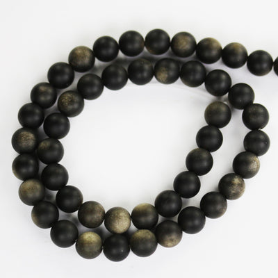 Matte Golden obsidian, 8mm round natural  gemstone strand, one full strand , hole 1mm