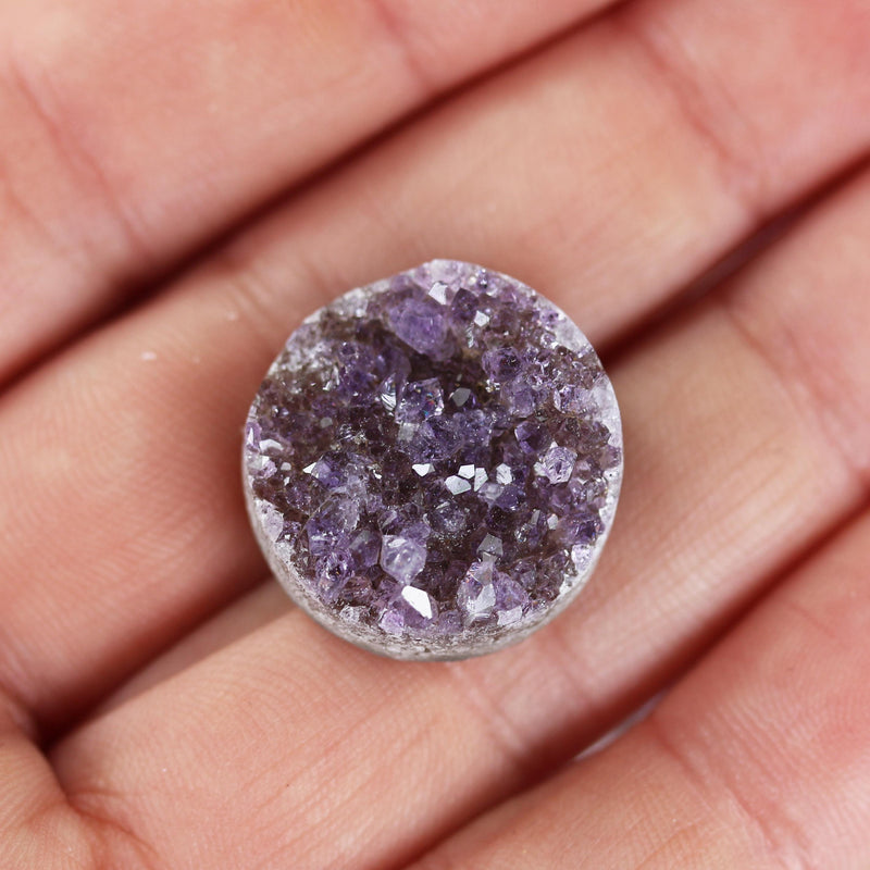 1pc Druzy Amethyst Pendant Beads, Size Around 20mm, 6mm thick( no hole)