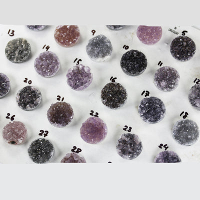 1pc Druzy Amethyst Pendant Beads, Size Around 20mm, 6mm thick( no hole)