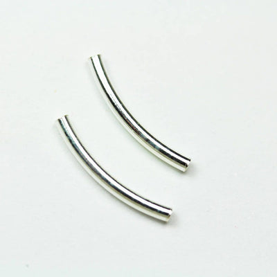 12pcs 15*1.5mm 925 Sterling silver jewellery Findings Curved Tube Beads, 1mm hole- FDSSB0525