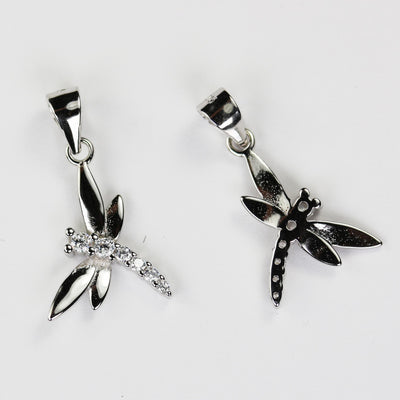 Charms 1pc 925 sterling silver jewellery findings charm beads , Dragonfly charm with crystals, 17*12mm