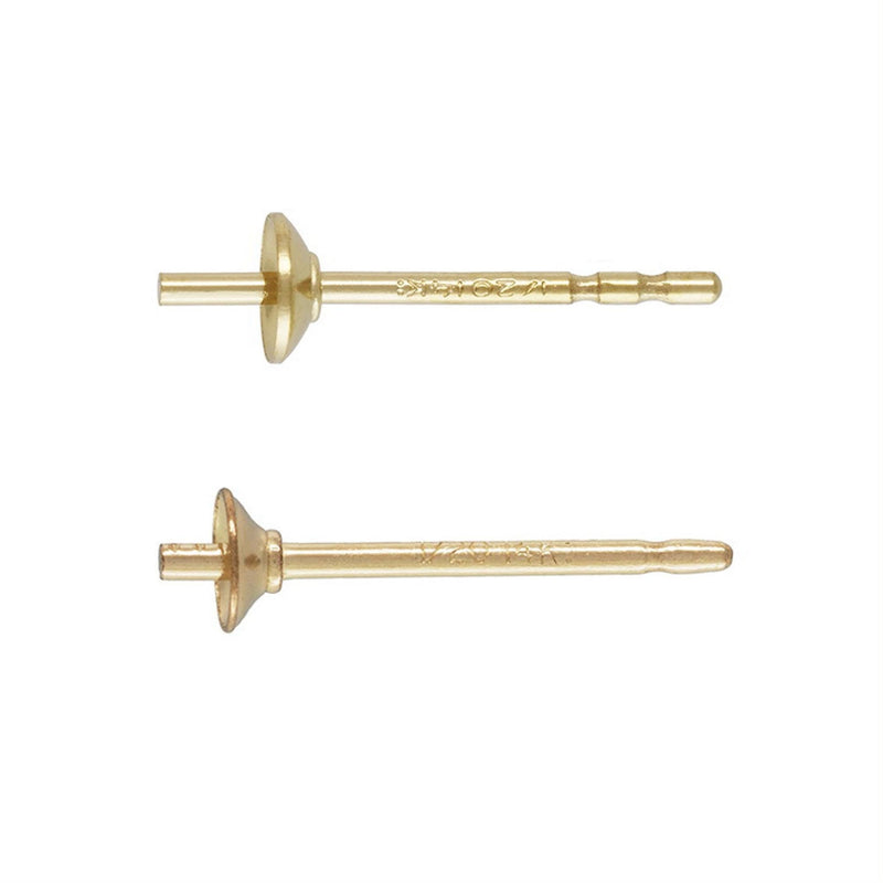 Earring post 10pcs 4/6mm 14k gold filled jewellery findings ,4/6mm round bezel setting ear studs for half drilled beads