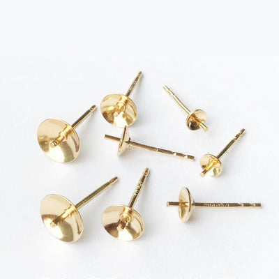 Earring post 10pcs 4/6mm 14k gold filled jewellery findings ,4/6mm round bezel setting ear studs for half drilled beads