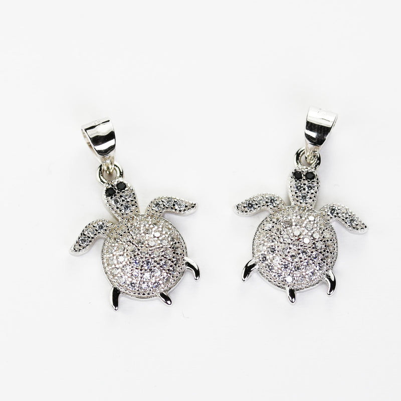 Charm 1pc sea turtle charm with crystals, 925 sterling silver sear turtle jewellery findings, 15x15mm