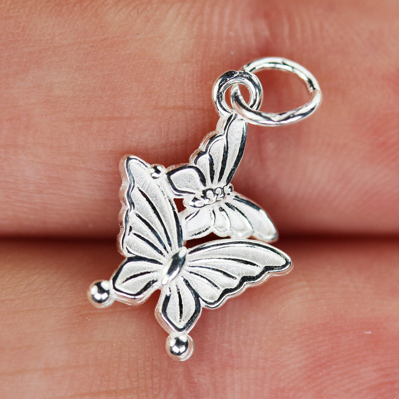 Jewelry charms 2pcs 925 sterling silver jewellery findings charm beads ,butterfly charm, 15*11mm, 5mm closed jump ring