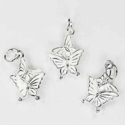 Jewelry charms 2pcs 925 sterling silver jewellery findings charm beads ,butterfly charm, 15*11mm, 5mm closed jump ring