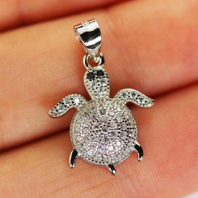 Charm 1pc sea turtle charm with crystals, 925 sterling silver sear turtle jewellery findings, 15x15mm