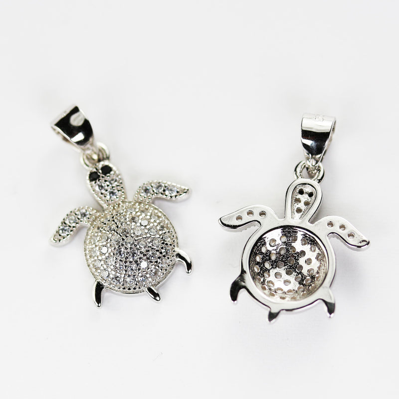 Charm 1pc sea turtle charm with crystals, 925 sterling silver sear turtle jewellery findings, 15x15mm