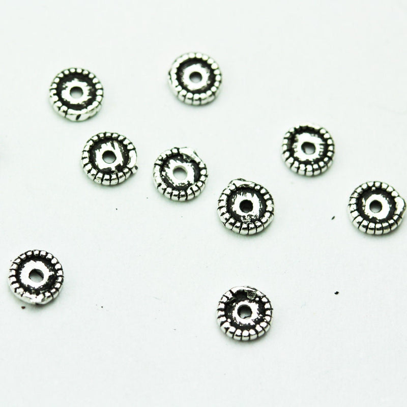 20pcs 4mm 925 antique sterling silver Jewellery Findings Spacers, 1mm thick, hole 0.6mm