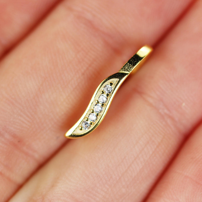 18k Gold Vermeil Bail, 16*10mm, 18k Gold on 925 Sterling Silver with Cubic Zirconia, 16mm length