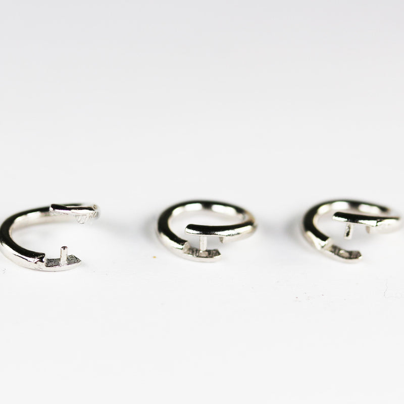 4pcs Locking Jump Rings, 15 Gauge 6/8/10mm, 925 Sterling Silver With Platinum Plated, Jewellery Findings, Open To Closed Jump Ring