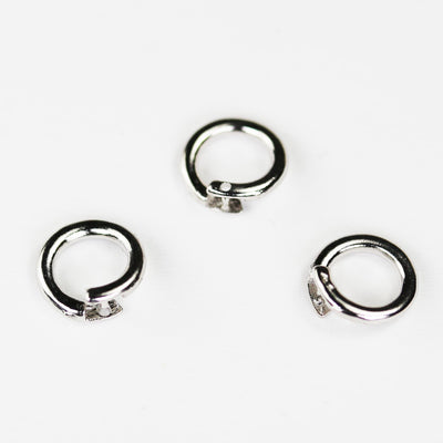 4pcs Locking Jump Rings, 15 Gauge 6/8/10mm, 925 Sterling Silver With Platinum Plated, Jewellery Findings, Open To Closed Jump Ring