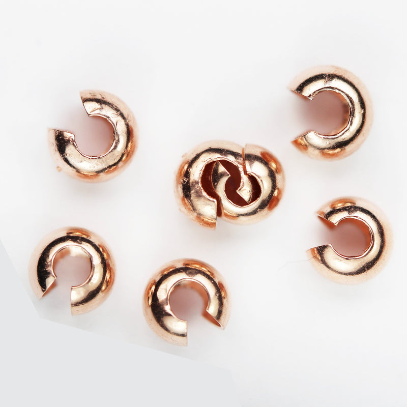 Crimp  Cover 20pcs  Rose Gold  on 925 Sterling Silver Jewellery Findings Crimp Cover, 3 or 4mm round