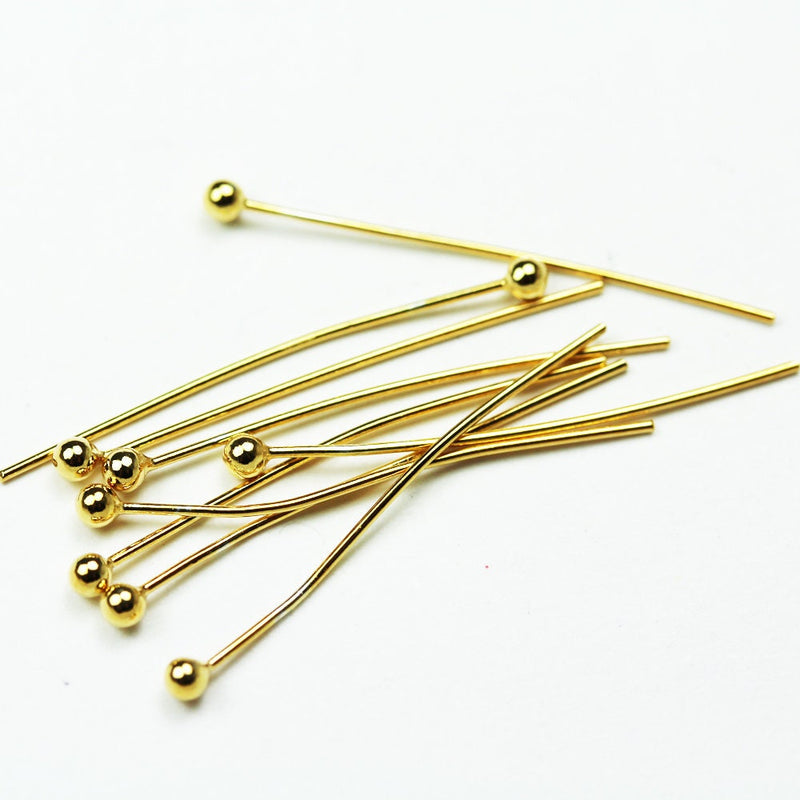 Ball Headpins 10pcs 23gauge 25mm 24K Gold vermeil on 925 Sterling Silver Jewellery findings Head Pin w/ball End,   ball1.5mm