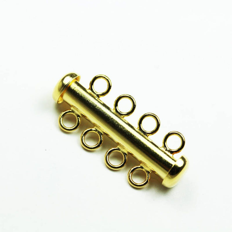 Gold Vermeil Style 1pc 18kgold  on 925 Sterling Silver Jewellery findings 4-strand Slide lock Clasp,26*12mm