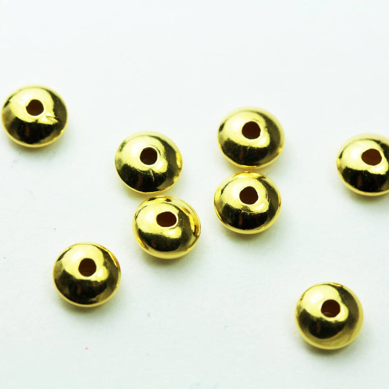 Gold Vermeil Style 10pcs 5.3MM 24K Gold  on 925 sterling silver Jewellery Findings Rondelle Spacers,5.3mm diameter, 3mm thick, hole 1mm