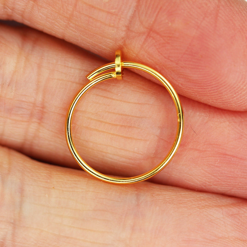 Gold Earrings 1 pair Gold Vermeil Style  Jewellery Findings Earring Hooks-Loop, 15mm round 0.95mm  Wire